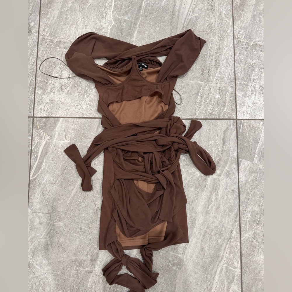 Fashion Nova Brown Wrap Dress